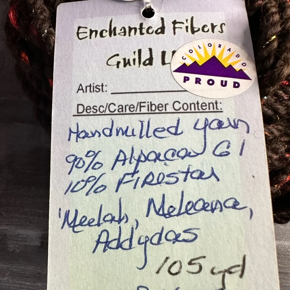Chimera Ranch hand milled alpaca and firestar dark brown multicolor 105 yrd yarn